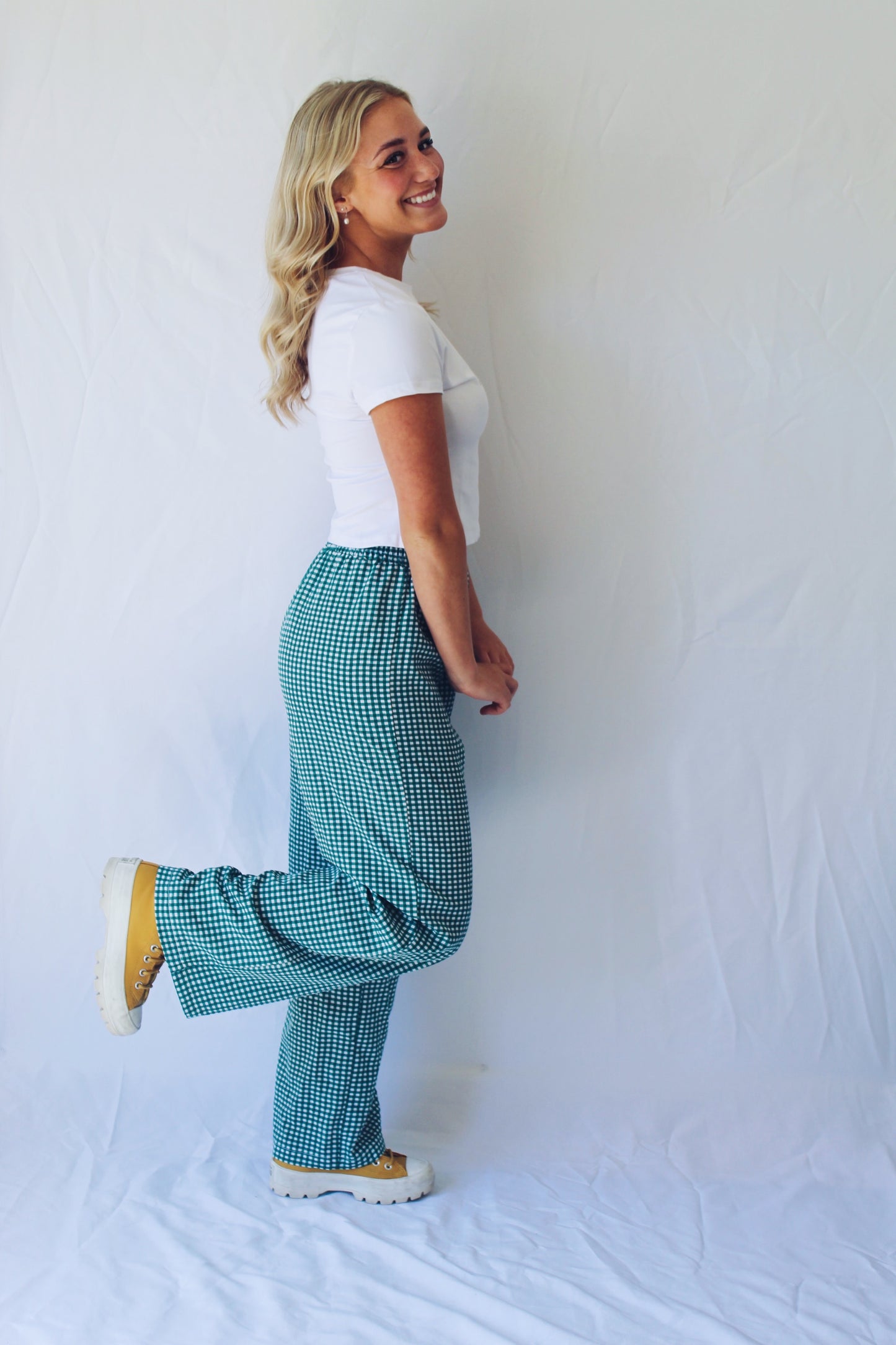 Gingham Straight Leg Pant