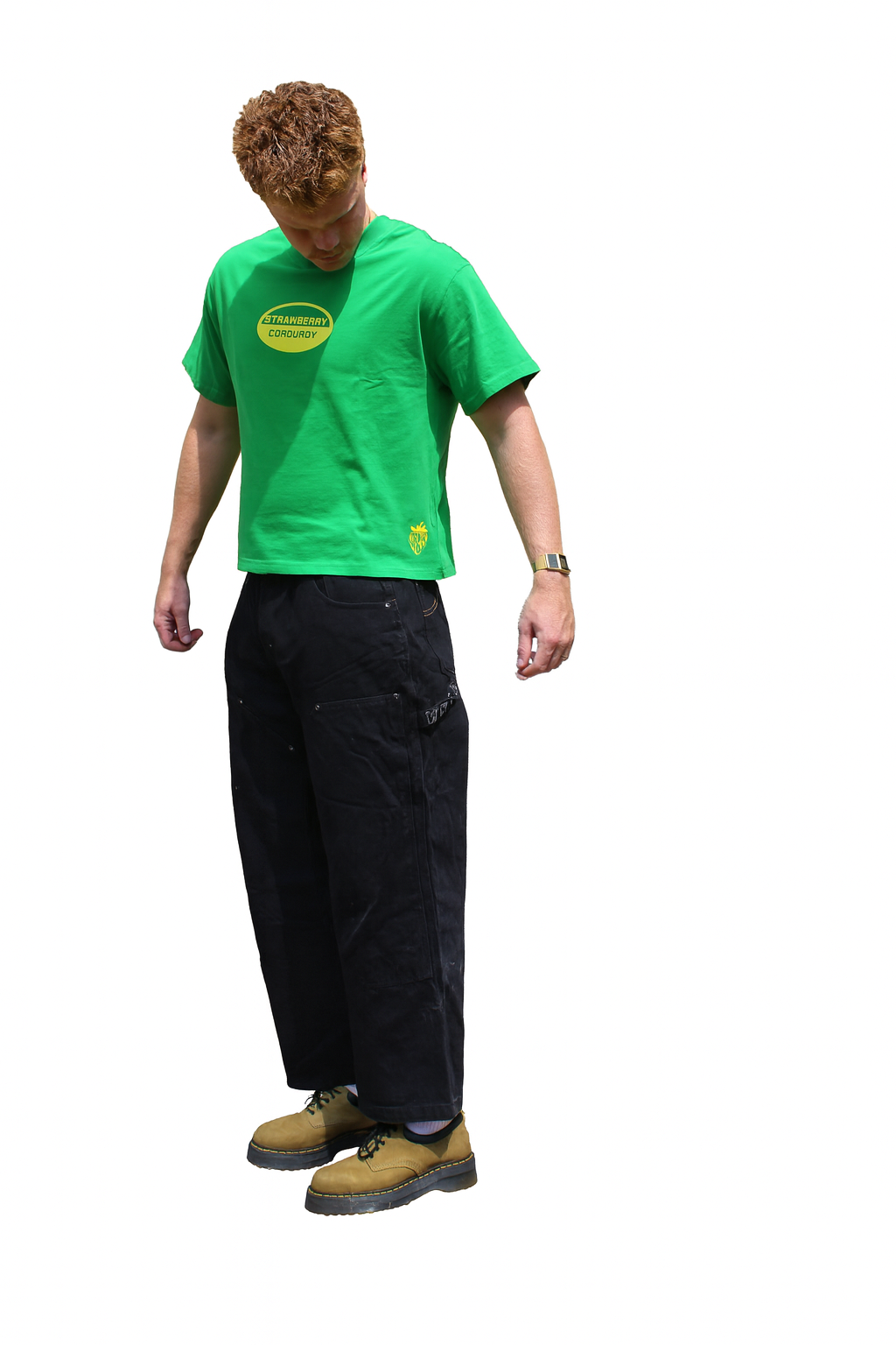 Cropped Double Logo Tee - Green