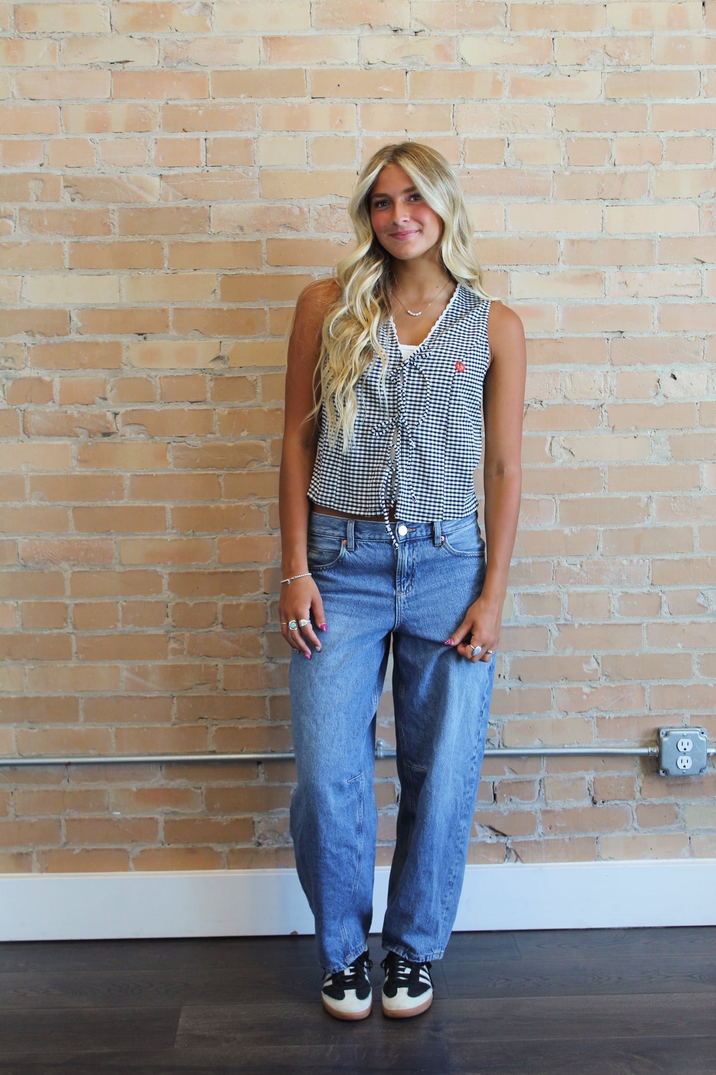 Gingham Laced Vest