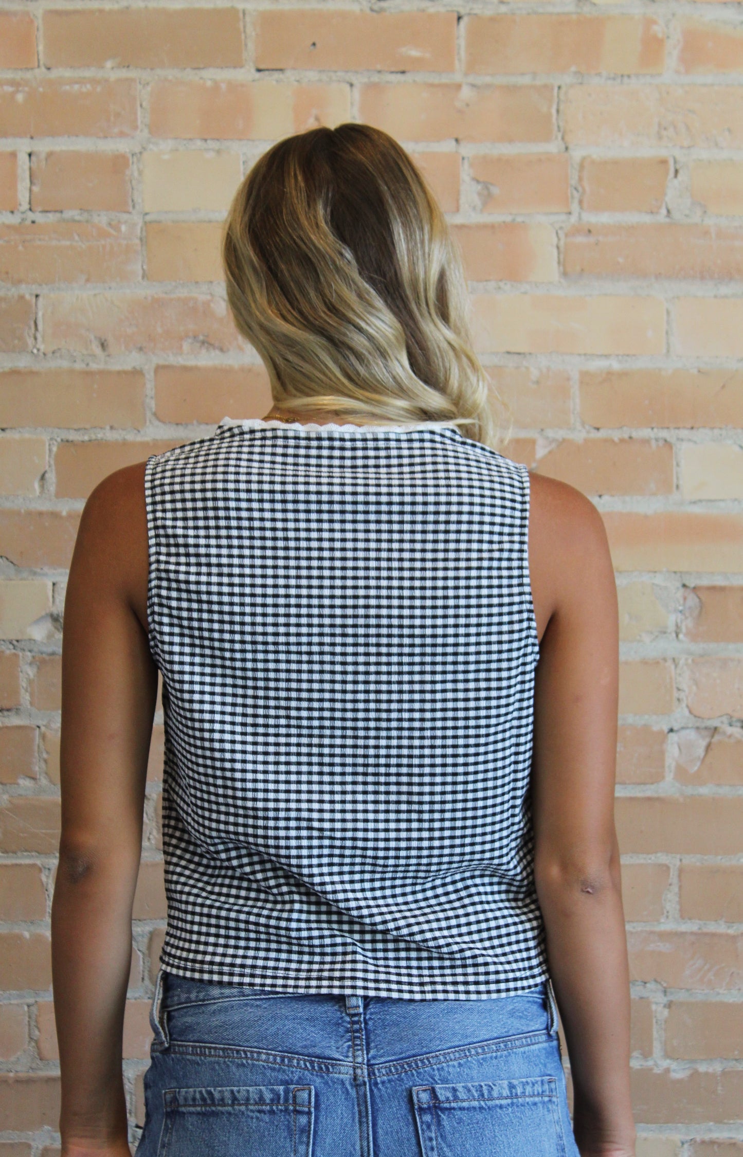 Gingham Laced Vest