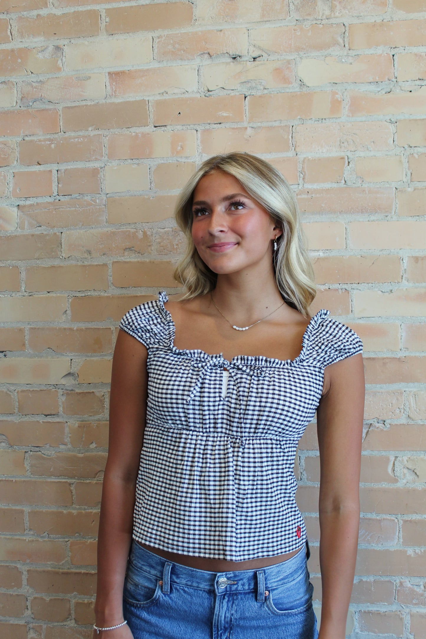 Gingham Ruffle Top
