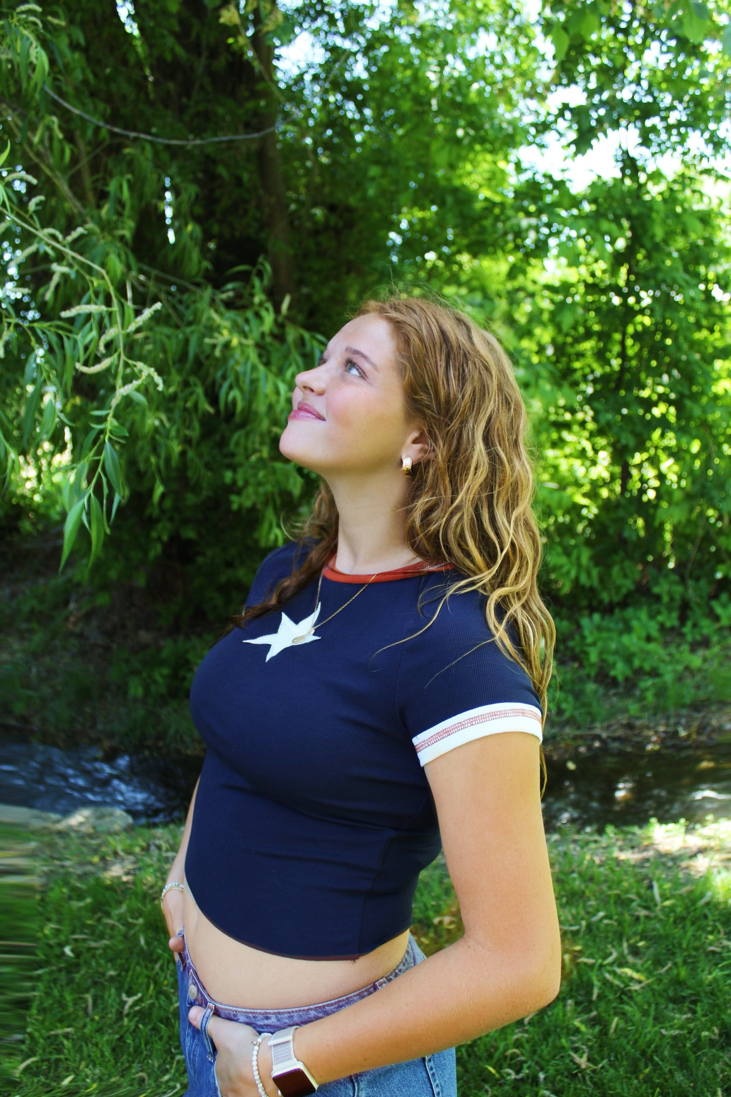 Round Neck - Red White & Blue