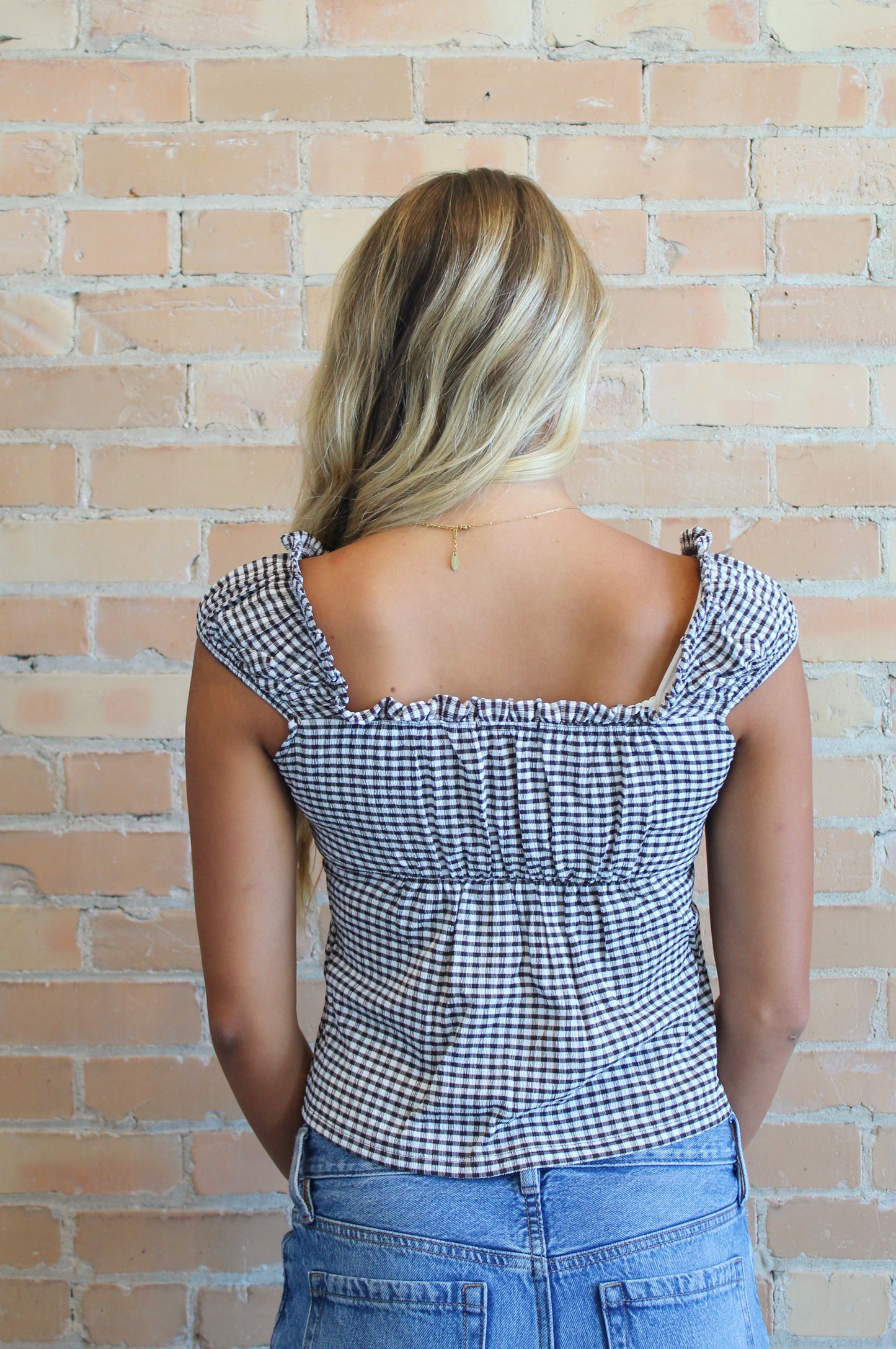Gingham Ruffle Top