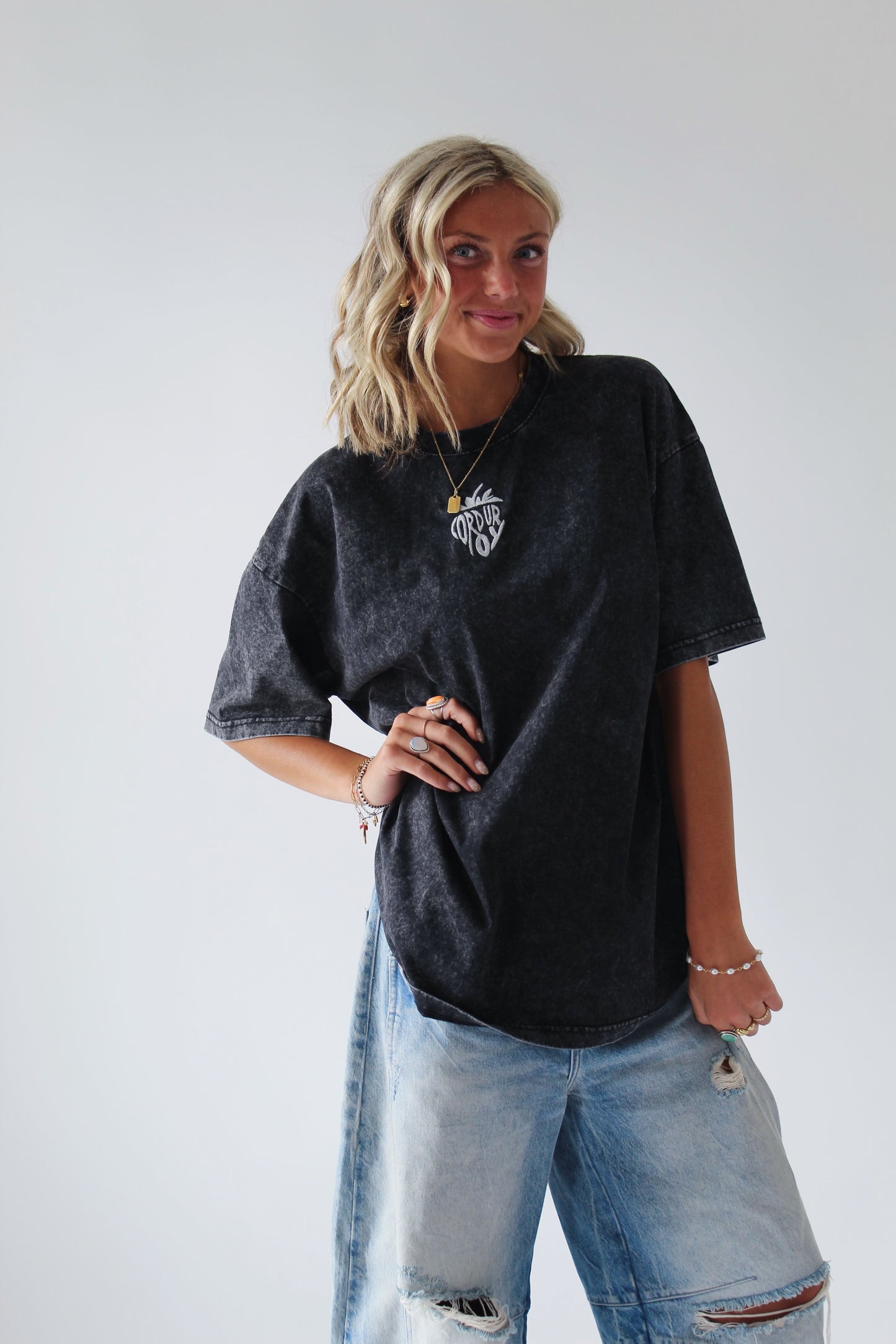 Acid Washed Black Tee