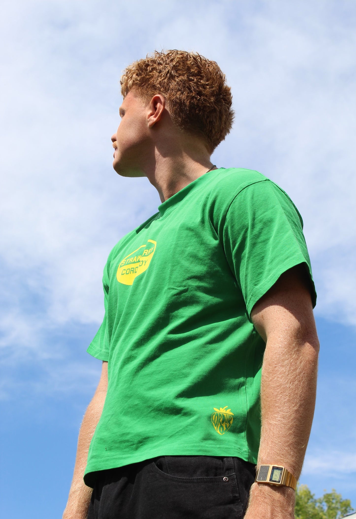 Cropped Double Logo Tee - Green