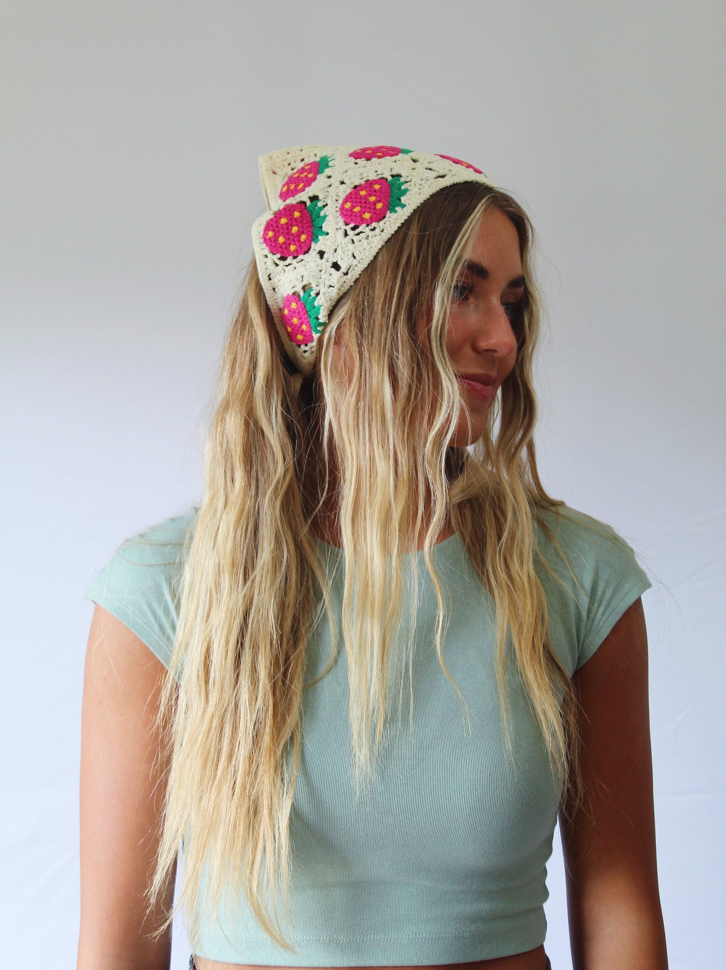 Crocheted Strawberry Bandanna