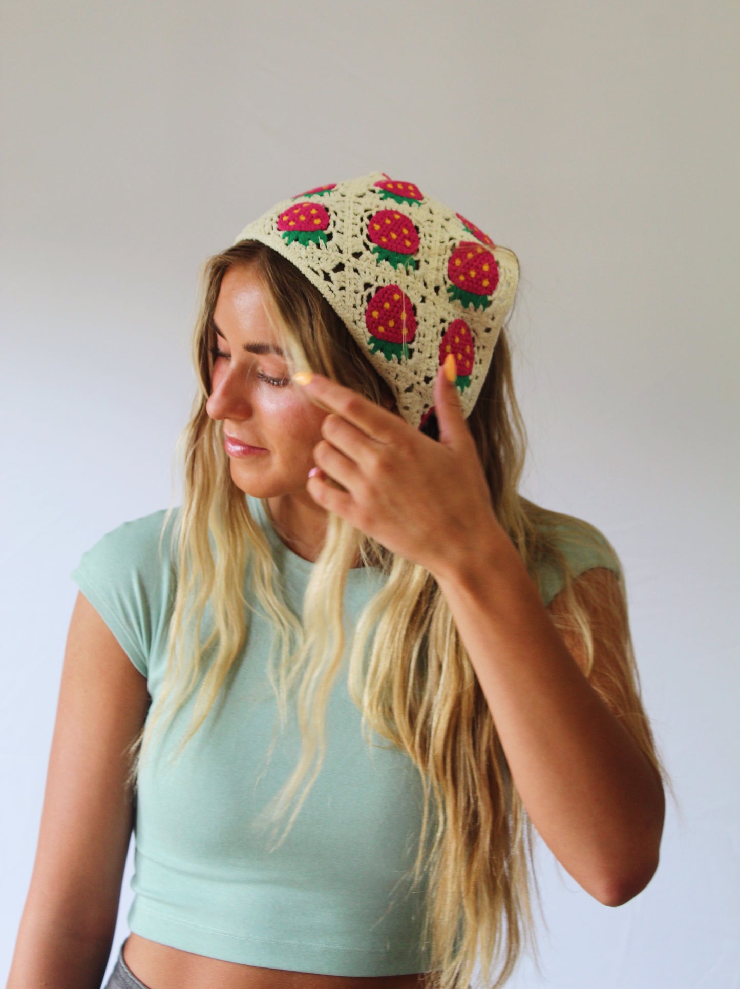 Crocheted Strawberry Bandanna
