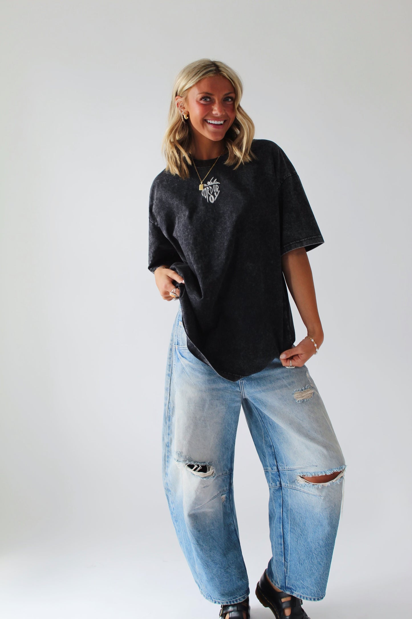 Acid Washed Black Tee