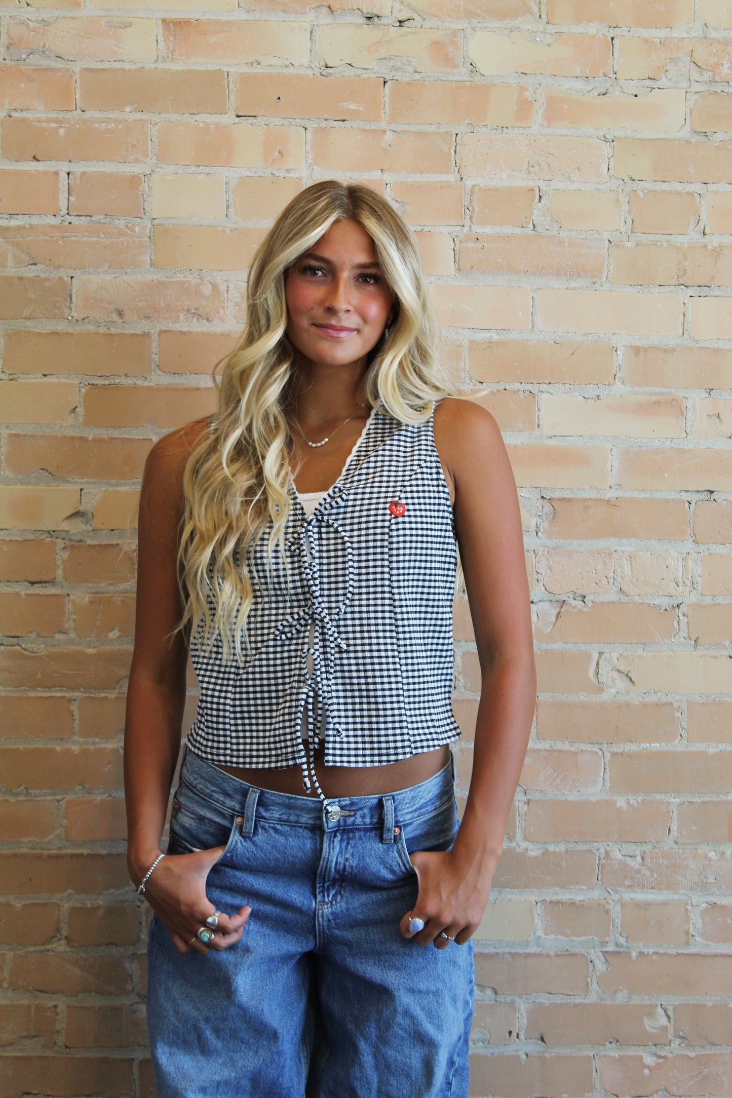 Gingham Laced Vest