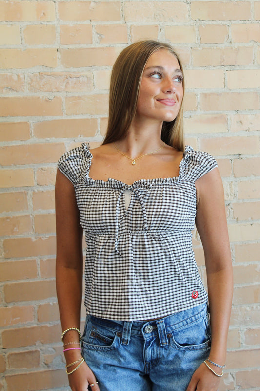 Gingham Ruffle Top