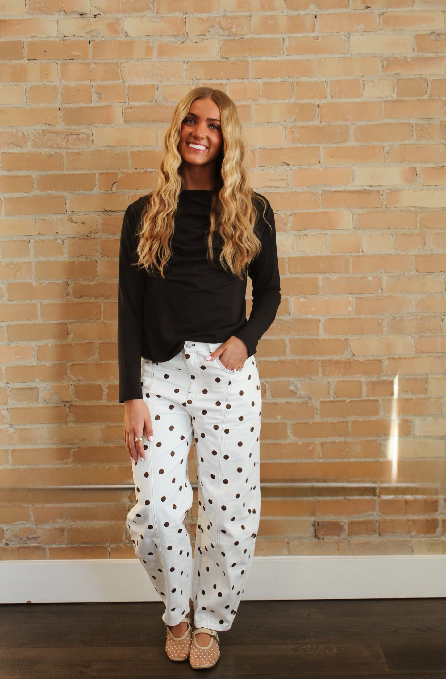 Polka Dot Barrel Jeans