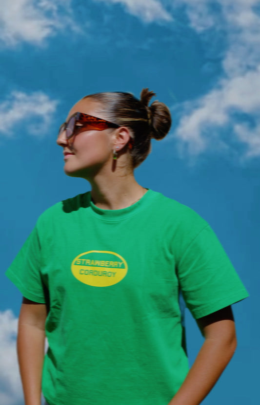 Cropped Double Logo Tee - Green
