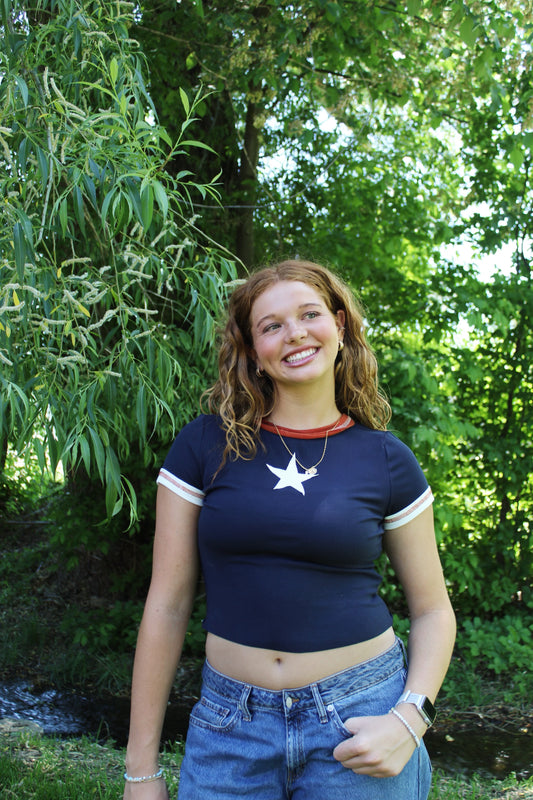 Round Neck - Red White & Blue